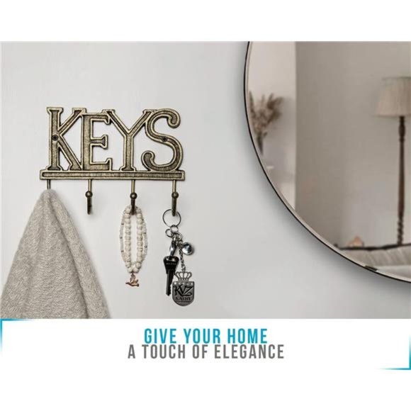 KeyHolder for Wall-Cast Iron Decorative Farmhouse Rustic WallMount Key Organizer - Picture 6 of 7